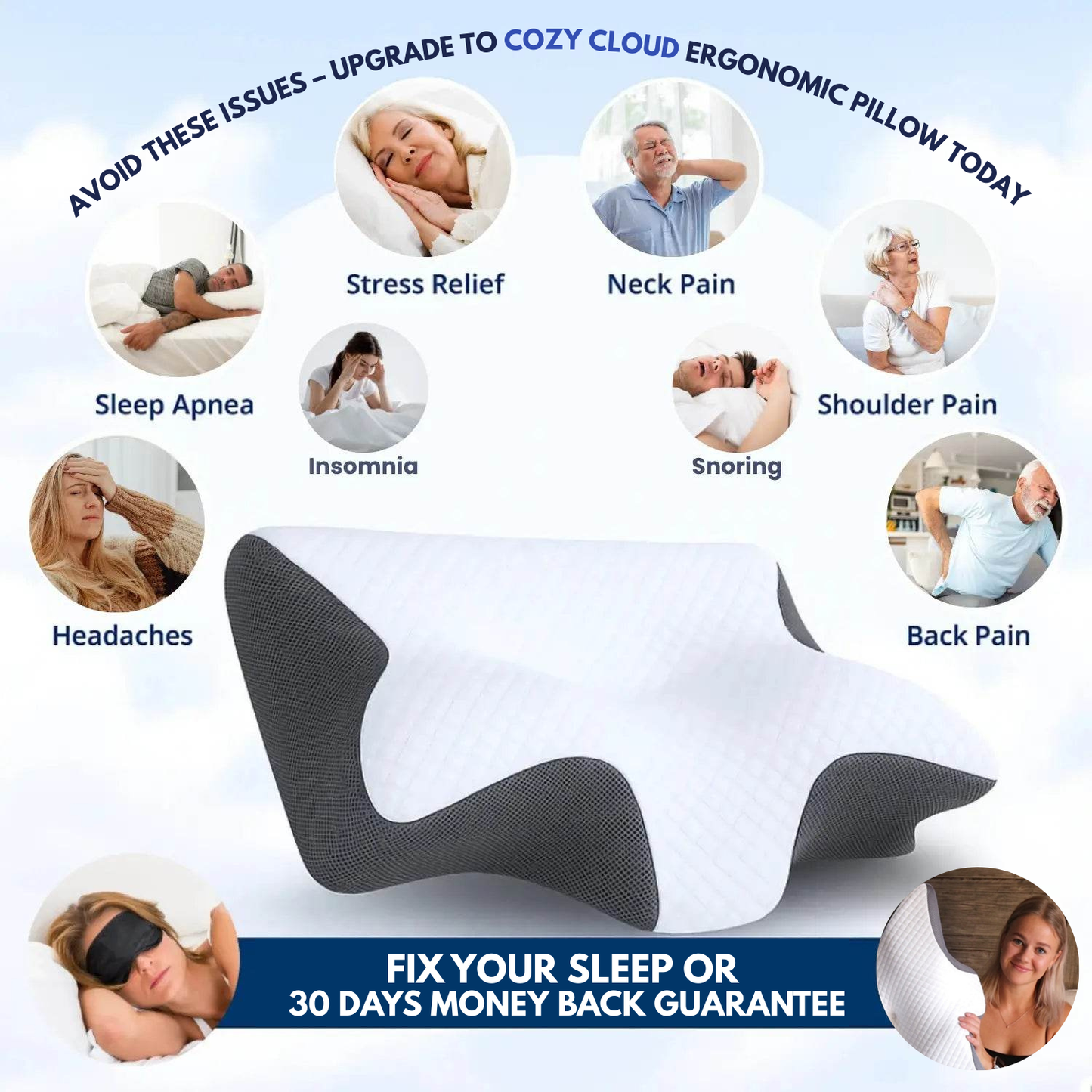 Cozy Cloud Ergonomic Sleep Pillow